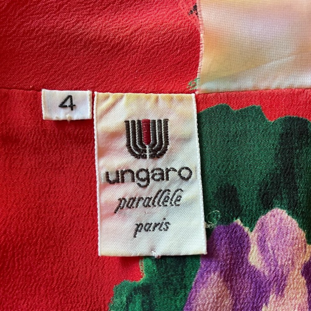 UNGARO PARELLELE PARIS Rose Red Tulip Floral Print Unstructured Blazer, Size 4 - Picture 6 of 11